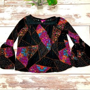 Trolls Long Sleeve Shirt Black With Lace Sz XS